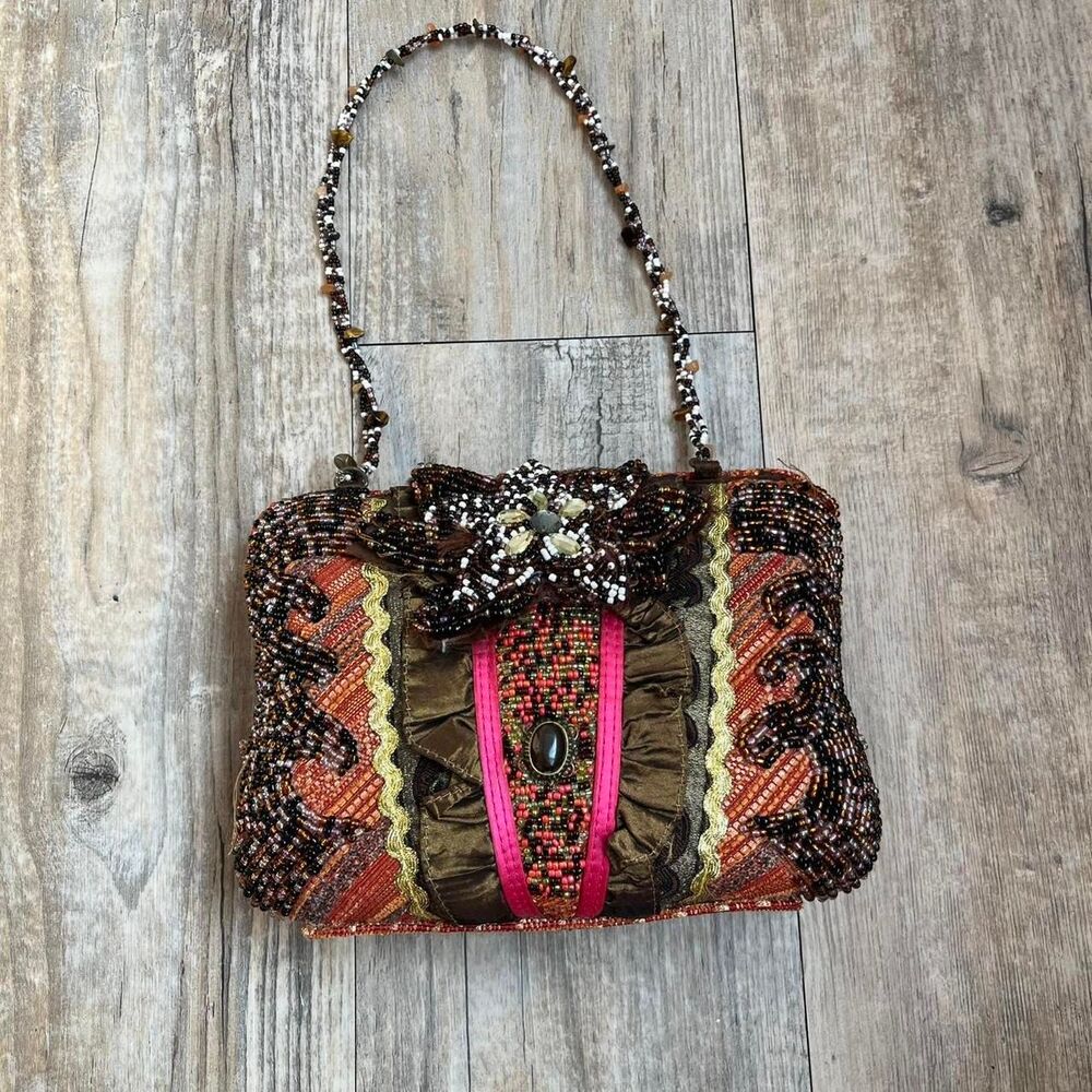 Bag Beaded Clutch Women's Multi Color Boho Tapestry